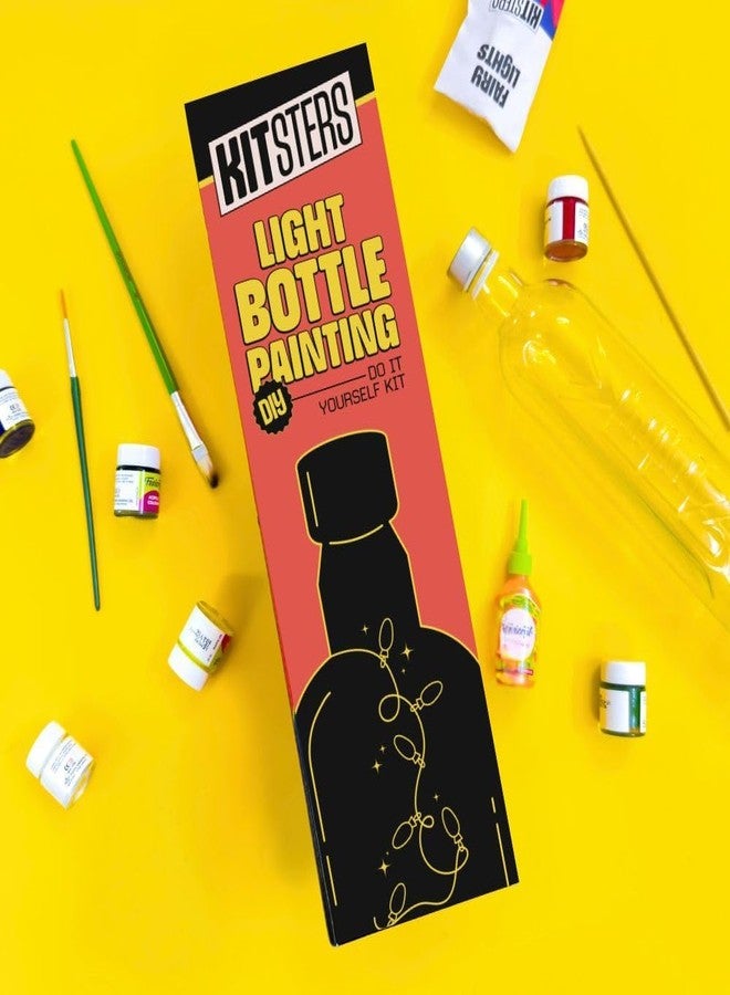 KITSTERS DIY Light Bottle Painting Kit|Recycled Bottle + Fairy Lights + Paints & Brushes|Ideal Birthday Gift|Art & Craft|Fun Activity For Kids & Adults|Detailed Video Workshop Included,Multicolor - Image 1